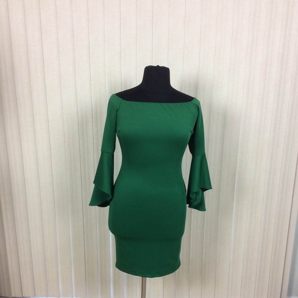 Techno, Off Shoulder, Long Sleeved Dress
